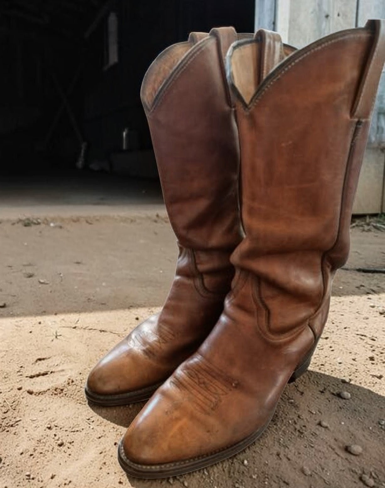 Vintage Western Cowboy Boots Size 10 D Brown Leather Vibram Sole Usa